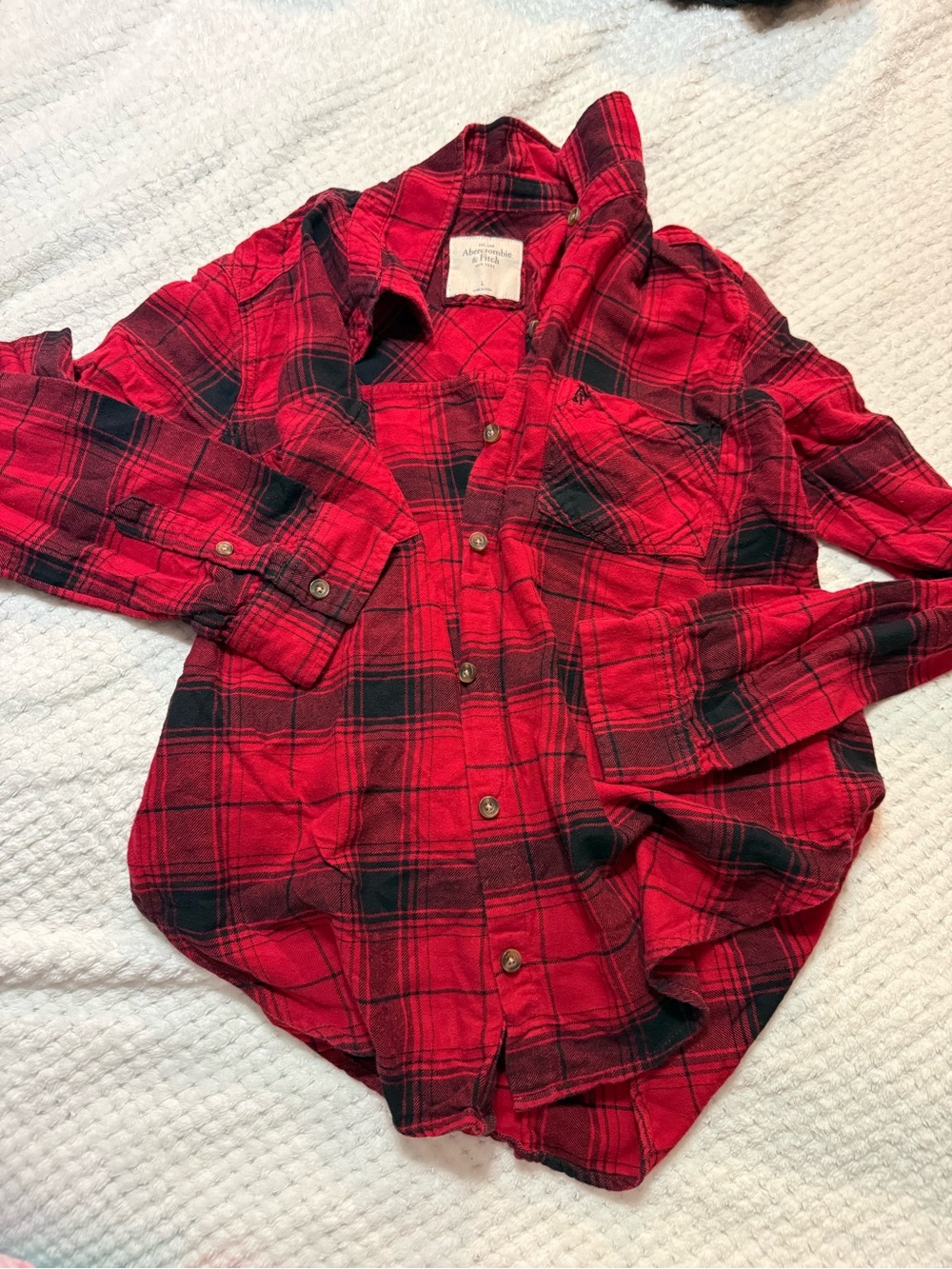 Abercrombie & Fitch Red and Black Plaid Button-Down Shirt